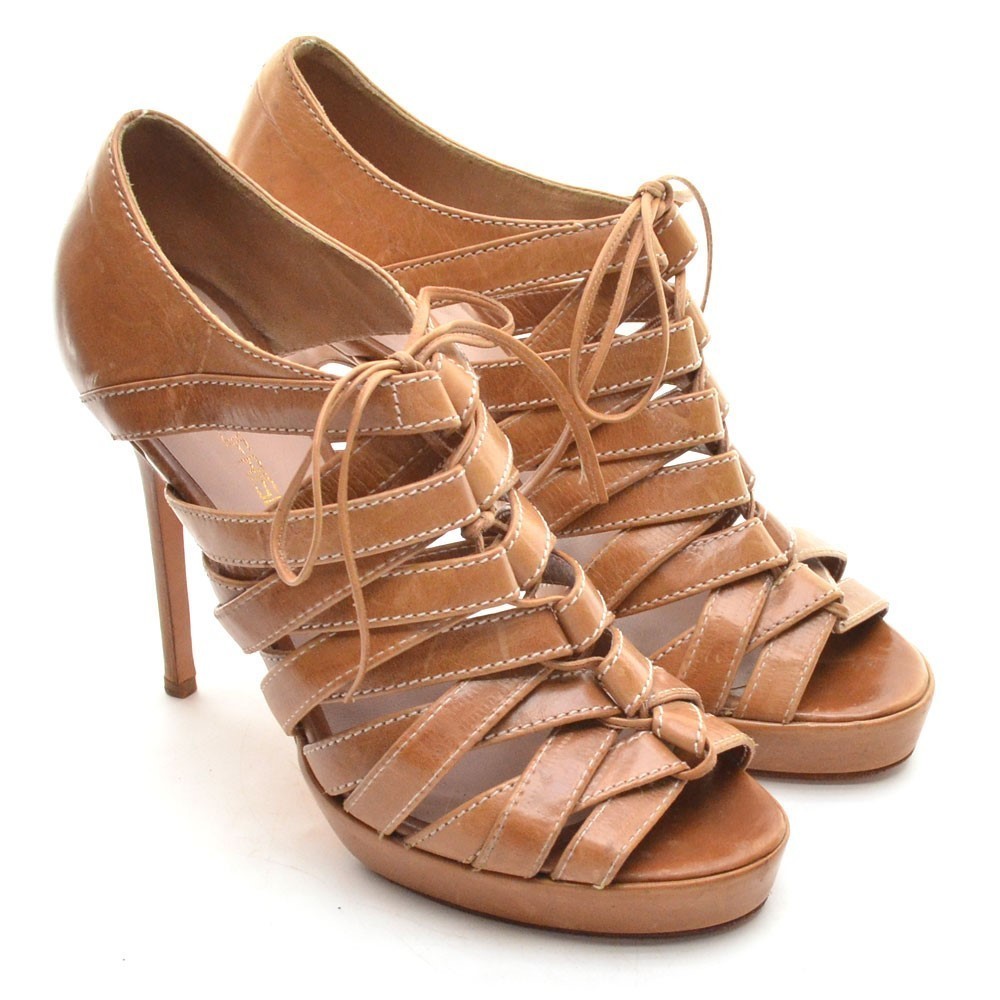 Bruno Frisoni Paris Tan Gladiator Platform Sandals 40